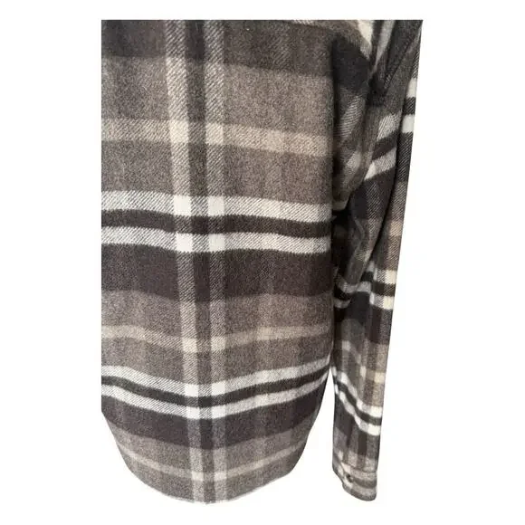 Reiss Cortez Wool Blend Plaid Overshirt Flannel Brown S - Picture 10 of 15